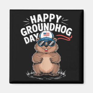 Lustiger glücklicher Groundhog-Tag Magnet