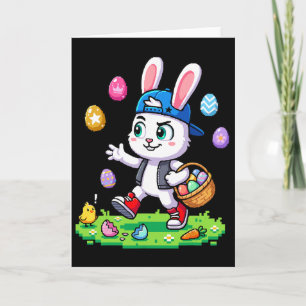 Lustiger glücklicher Hase Ostereiersuche Kleinkind Karte