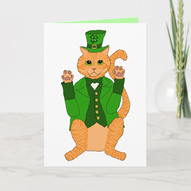 Lustiger glücklicher Katzen-Kobold niedlicher St. Karte (Vorderseite)