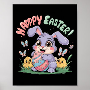 Lustiger glücklicher Osterhase Kleinkind Kinder Os Poster