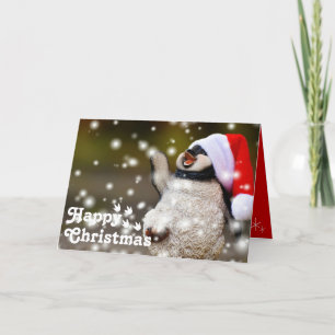 Lustiger glücklicher Santa-Pinguin & Frohe Weihnac Karte