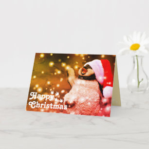 Lustiger glücklicher Santa-Pinguin&Merry Christmas Karte