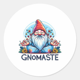 Lustiger Gnom Gnomaste Namaste Yoga Meditation Runder Aufkleber