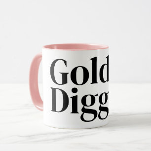 Lustiger Gold Digger Kaffeebecher mit rosa Akzente Tasse