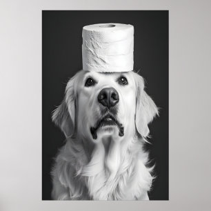 Lustiger Golden Retriever Badezimmerdruck, Toilett Poster