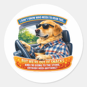 Lustiger Golden-Retriever-Comedy-Auto-Kunst-Meme-H Runder Aufkleber
