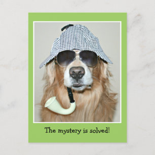 Lustiger Golden Retriever Detektiv Hund Geburtstag Postkarte
