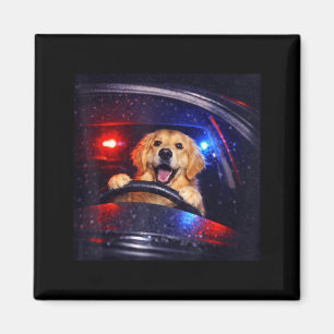 Lustiger Golden Retriever fährt Meme-Hund fährt ei Magnet