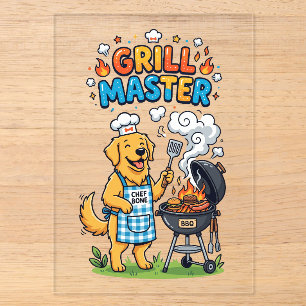 Lustiger Golden Retriever Grill Meister BBQ Grafik Acryleinladungen