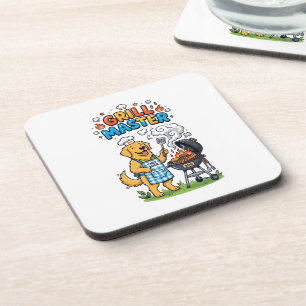 Lustiger Golden Retriever Grill Meister BBQ Grafik Getränkeuntersetzer