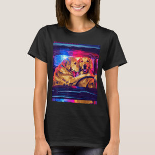 Lustiger Golden-Retriever-Hund fährt Auto Retro-Po T-Shirt