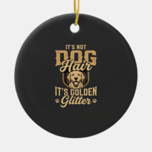 Lustiger Golden Retriever Hund Haar Glitter Keramik Ornament