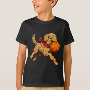 Lustiger Golden Retriever Hund spielt Basketballsp T-Shirt