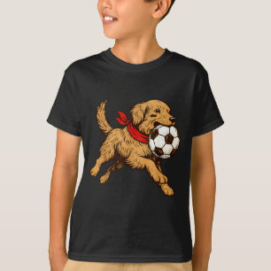 Lustiger Golden Retriever Hund spielt Fußball-Spie T-Shirt