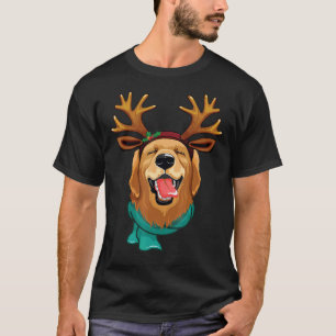 Lustiger Golden Retriever Hund Weihnachten Rentier T-Shirt