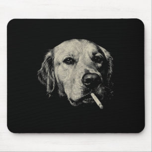 Lustiger Golden Retriever-Meme-Hund raucht Zigaret Mousepad