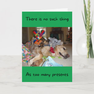 Lustiger Golden Retriever mit vielen Weihnachtsspi Karte