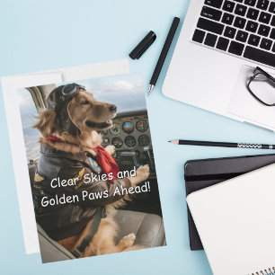 Lustiger Golden Retriever Pilot Flugdogge Geburtst Karte