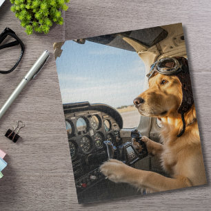 Lustiger Golden Retriever Pilot Hund Flugzeug Cock