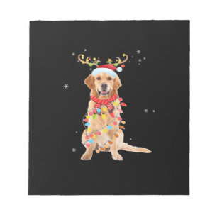 Lustiger Golden Retriever Weihnachtsbaum Santa Ren Notizblock