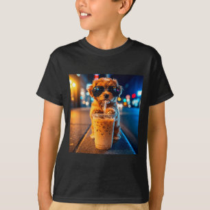 Lustiger Goldendoodle, der eisgekühlten Kaffee tri T-Shirt