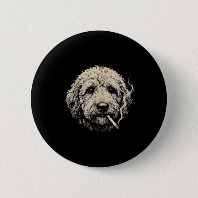 Lustiger Goldendoodle-Meme Hund raucht Zigarette  Button (Vorderseite)