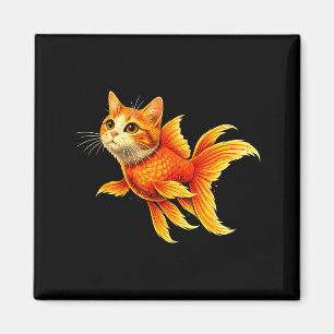Lustiger Goldfisch-Katz-Hybrid niedliches Tier Mem Magnet