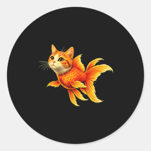 Lustiger Goldfisch-Katz-Hybrid süßes Tier-Meme Runder Aufkleber