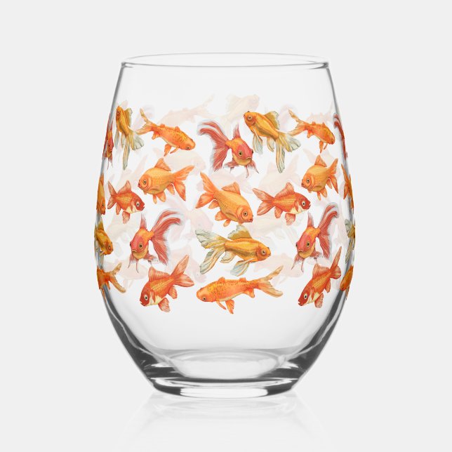 Lustiger Goldfischglas Weinglas Ohne Stiel (Vorderseite)