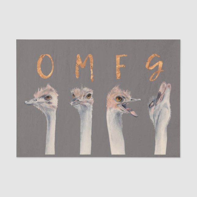 Lustiger GoldSchriftart der Ostrich-Vogel-| OMFG Seidenpapier (Vorderseite)