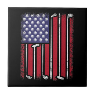 Lustiger Golf Amerikanischer Flagge Golfspieler Vi Fliese