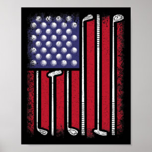 Lustiger Golf Amerikanischer Flagge Golfspieler Vi Poster