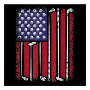 Lustiger Golf Amerikanischer Flagge Golfspieler Vi Poster