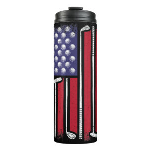Lustiger Golf Amerikanischer Flagge Golfspieler Vi Thermosbecher