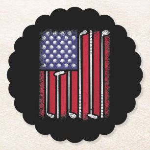 Lustiger Golf Amerikanischer Flagge Golfspieler Vi Untersetzer