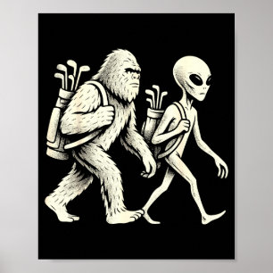 Lustiger Golf Bigfoot Sasquatch Alien Ufo Golfer Poster