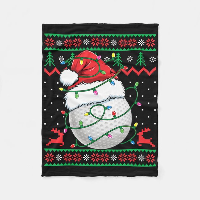 Lustiger Golf hässlicher Weihnachtspullover Damen  Fleecedecke (Vorderseite)