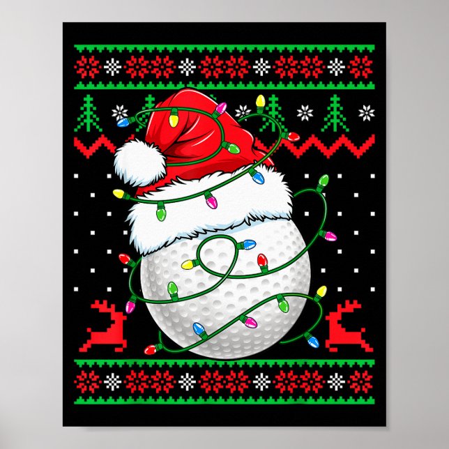 Lustiger Golf hässlicher Weihnachtspullover Damen  Poster (Vorne)