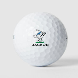 Lustiger Golfball-Charakter mit individuellem Name Golfball