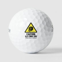 Lustiger Golfball mit Vorsicht-Schwingzone-Design