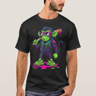 Lustiger Graffiti-Affe mit Baseballschläger Straße T-Shirt