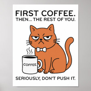 Lustiger Griesgrämiger Katzen Kunstdruck im Rahmen Poster