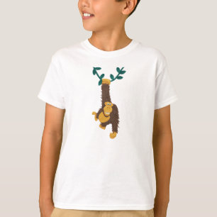 Lustiger grinsender Gorilla, der auf Rebe schwingt T-Shirt