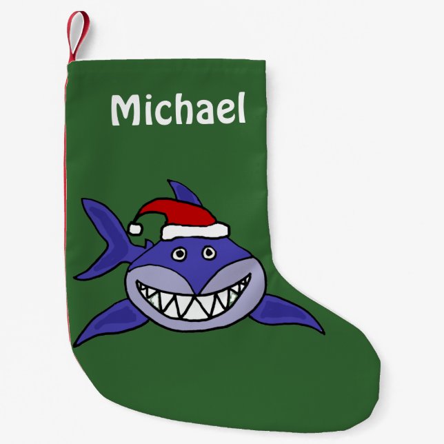 Lustiger grinsender Haifisch in der Kleiner Weihnachtsstrumpf (Vorderseite)