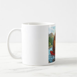 Lustiger Grizzlybär in einem Kajak-Cartoon Kaffeetasse
