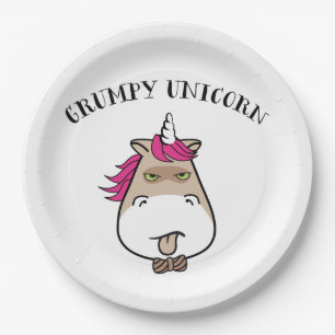 Lustiger grumpa Einhorn-Pappteller Pappteller