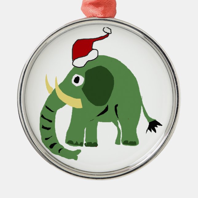Lustiger grüner Weihnachtselefant in der Silbernes Ornament (Vorne)