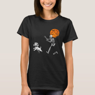 Lustiger gruseliger Humor Halloween-Skelett jagt H T-Shirt