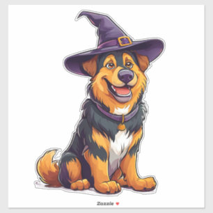 Lustiger gruseliger Hund im Kostüm Halloween-Desig Aufkleber