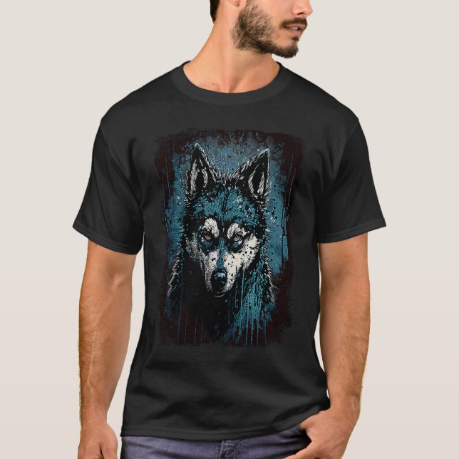 Lustiger Gruseliger Husky T-Shirt (Vorderseite)